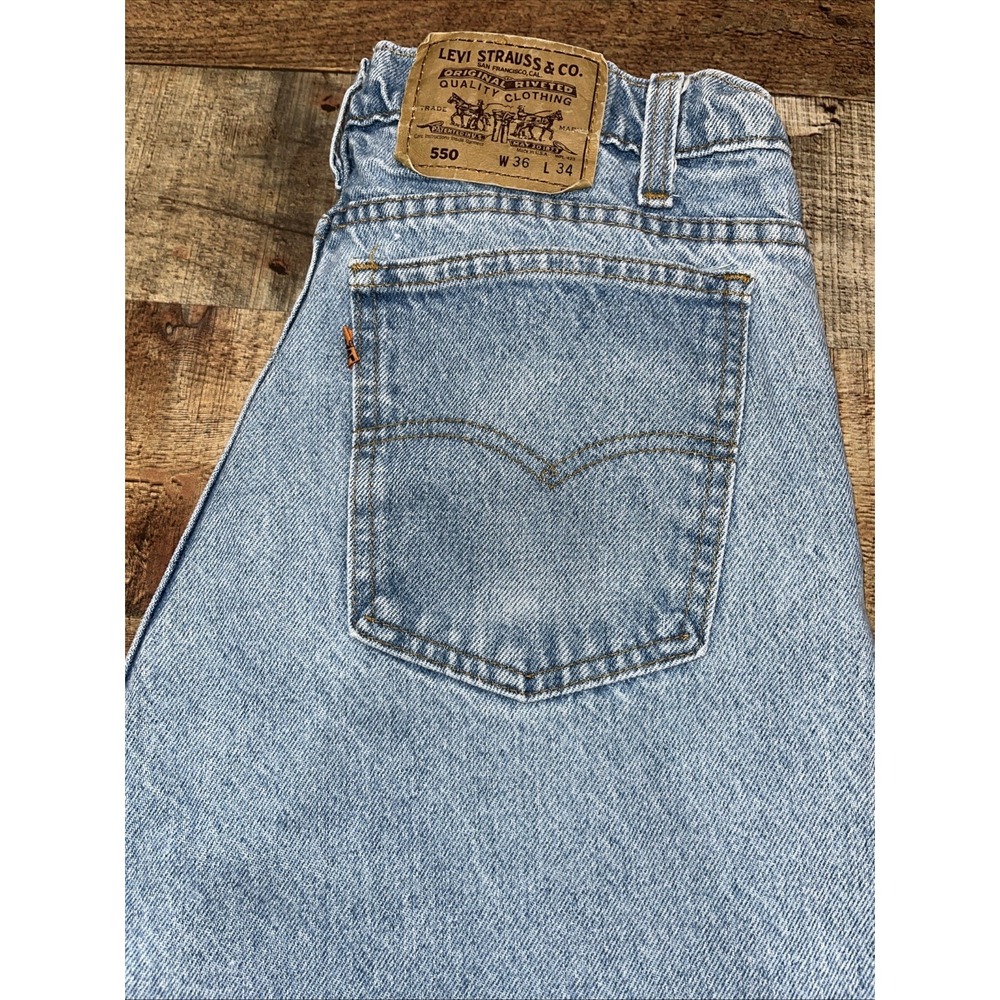 Vtg Levis Jeans Mens 36x34 Blue 90s Orange Tab Denim Pants 550 Made‎ USA (2852)